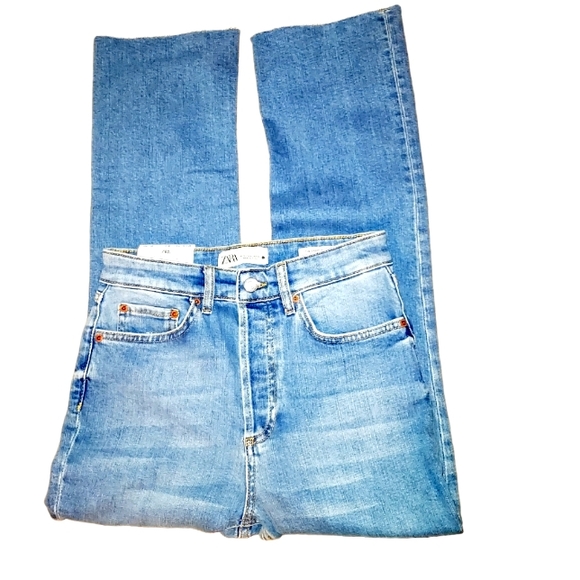 ZARA 'The Dreed' Flare Blue Denim Jeans Size 36 - Picture 2 of 4